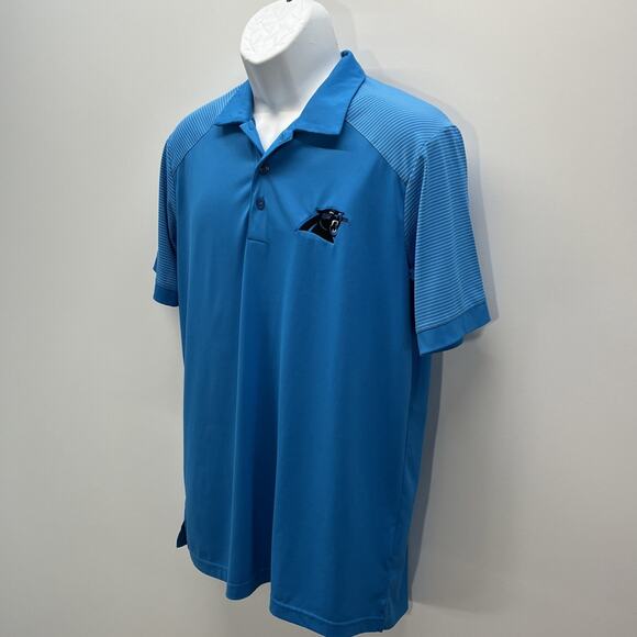 NFL Carolina Panthers Antigua Men's 3 Button Blue Polo Shirt S/S Medium - Picture 4 of 6
